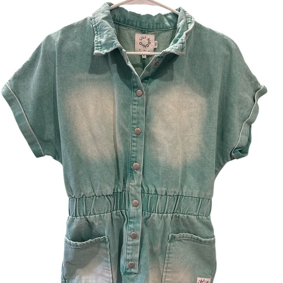 Lili Sodonio Chowan Distressed Cuff Sleeve Front Button Romper Sz S Pre-Own EUC - Picture 3 of 7